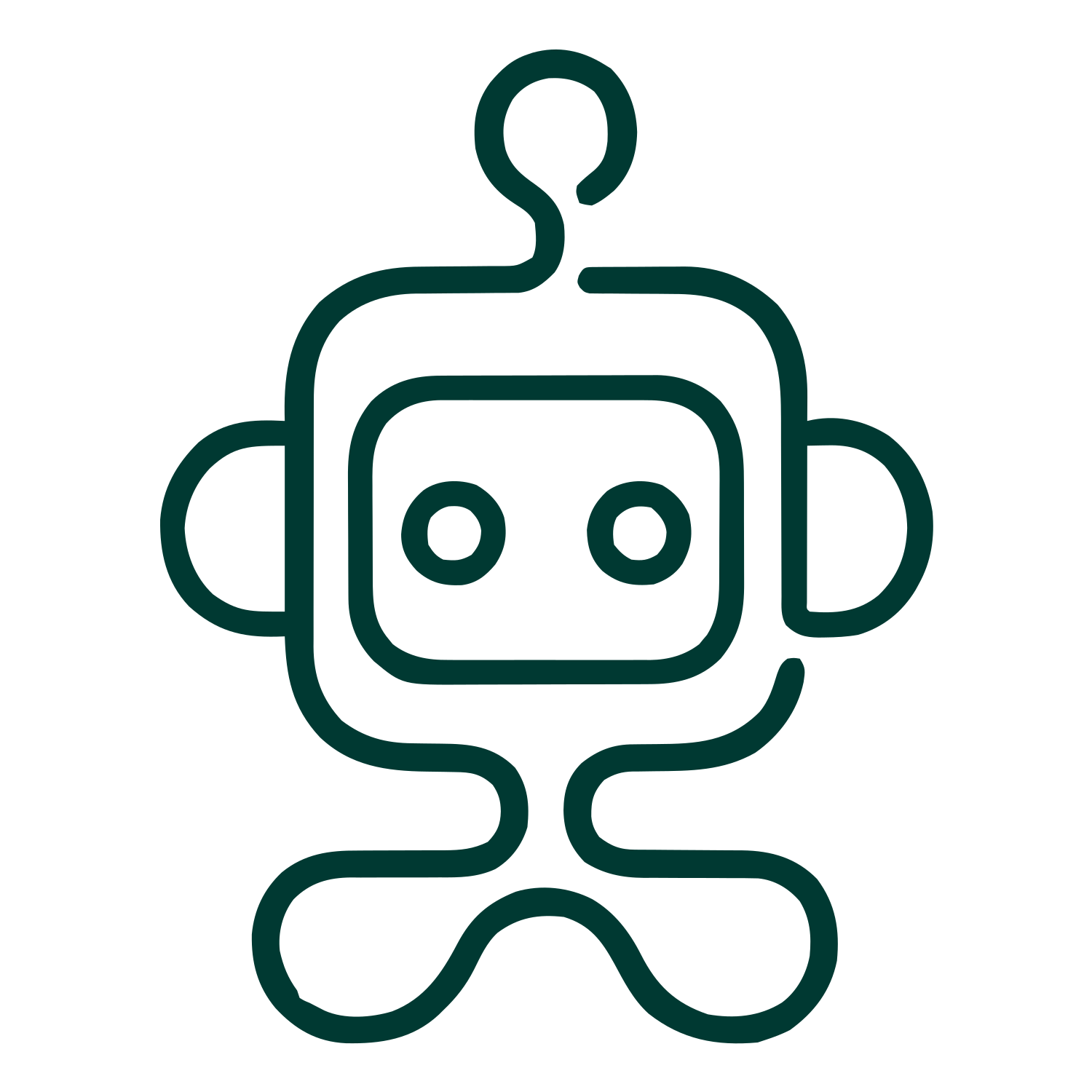 Monoline Robot Character Logo #003932