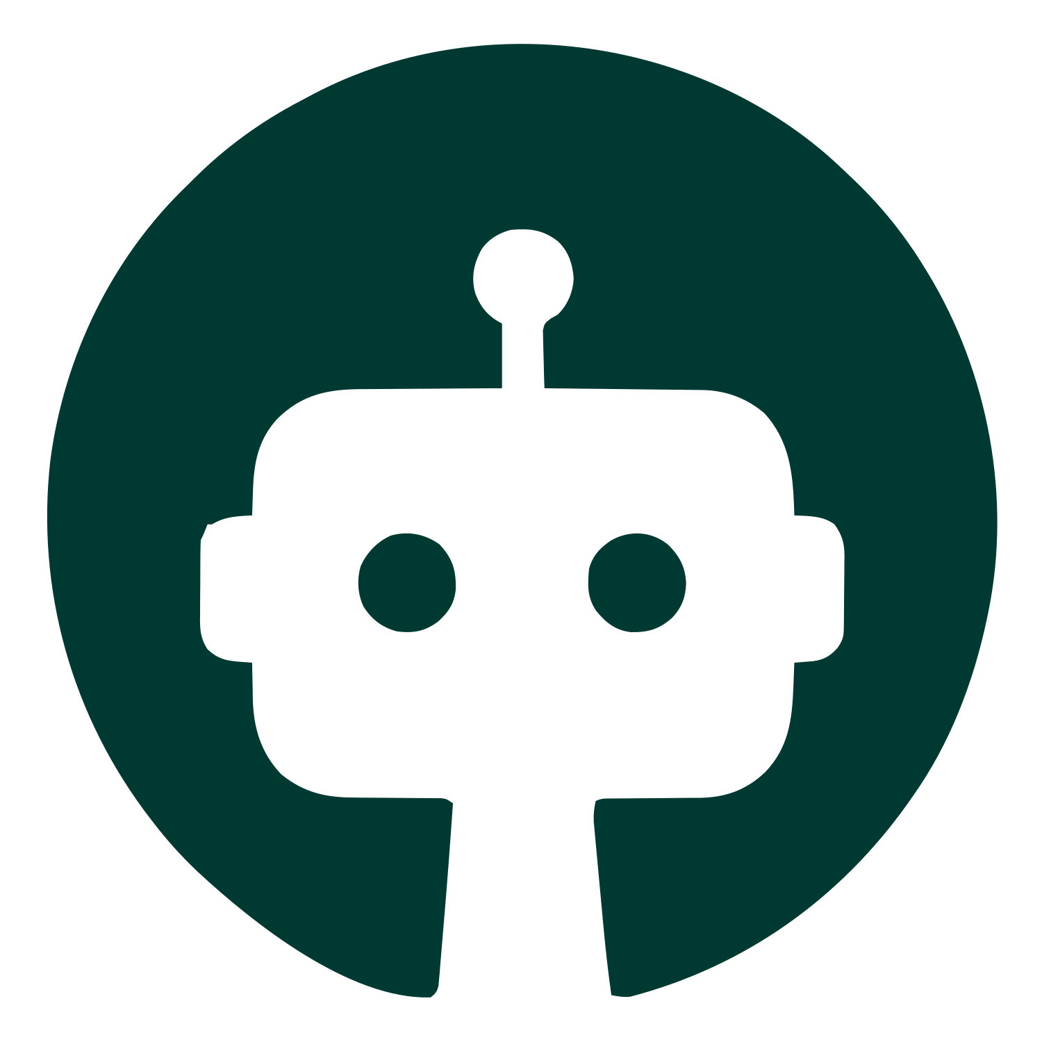 Robot Head Circle Logo #003932