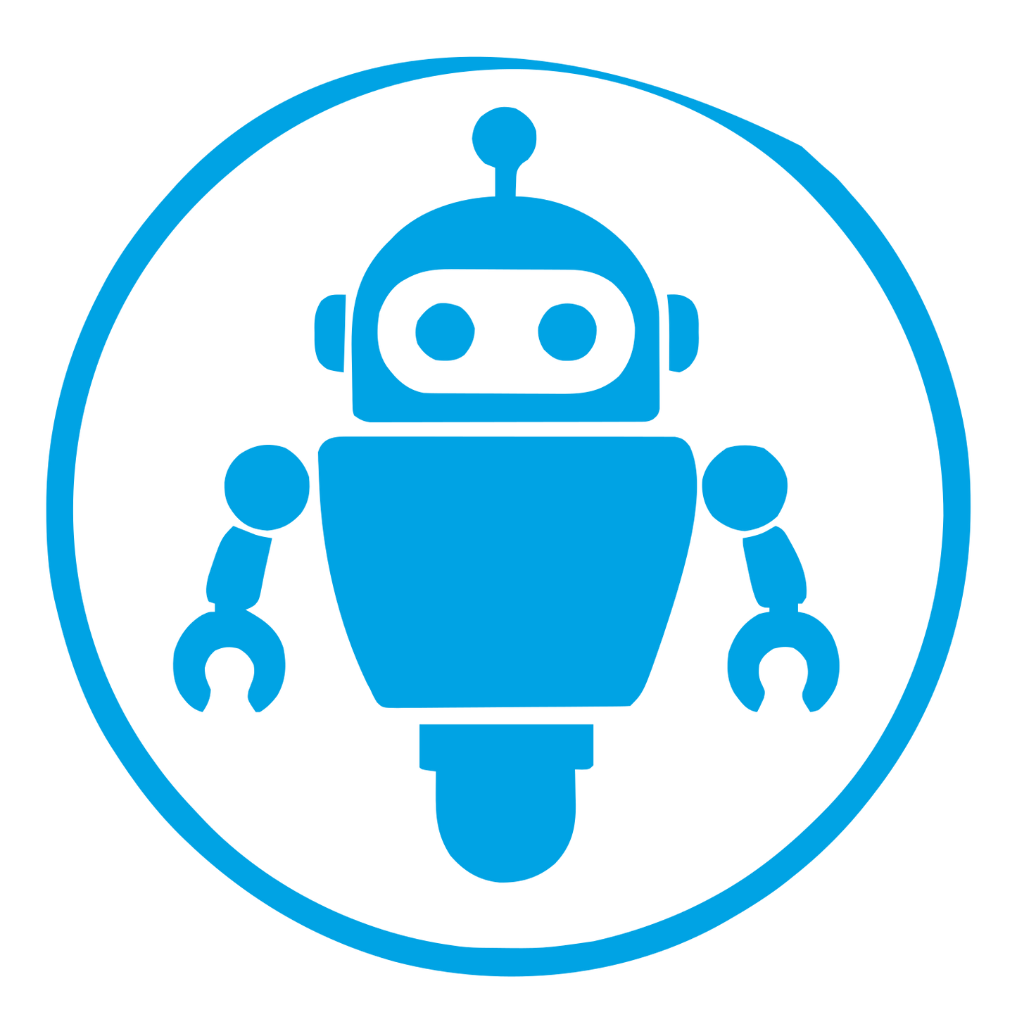 Robot Badge Circle Logo #00a3e4