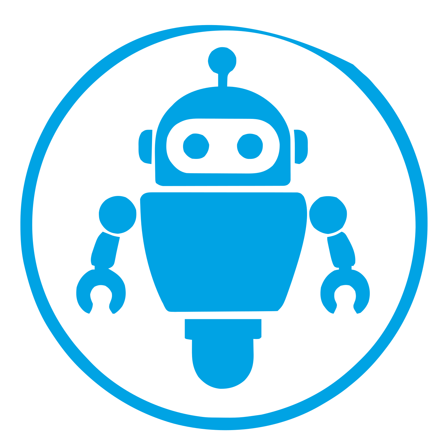 Robot Badge Circle Logo #00a3e4