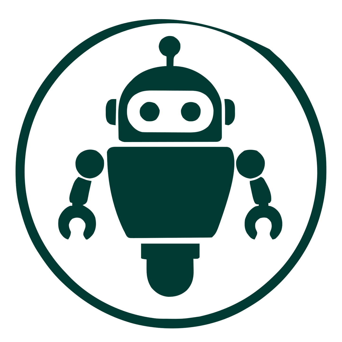Robot Badge Circle Logo #003932
