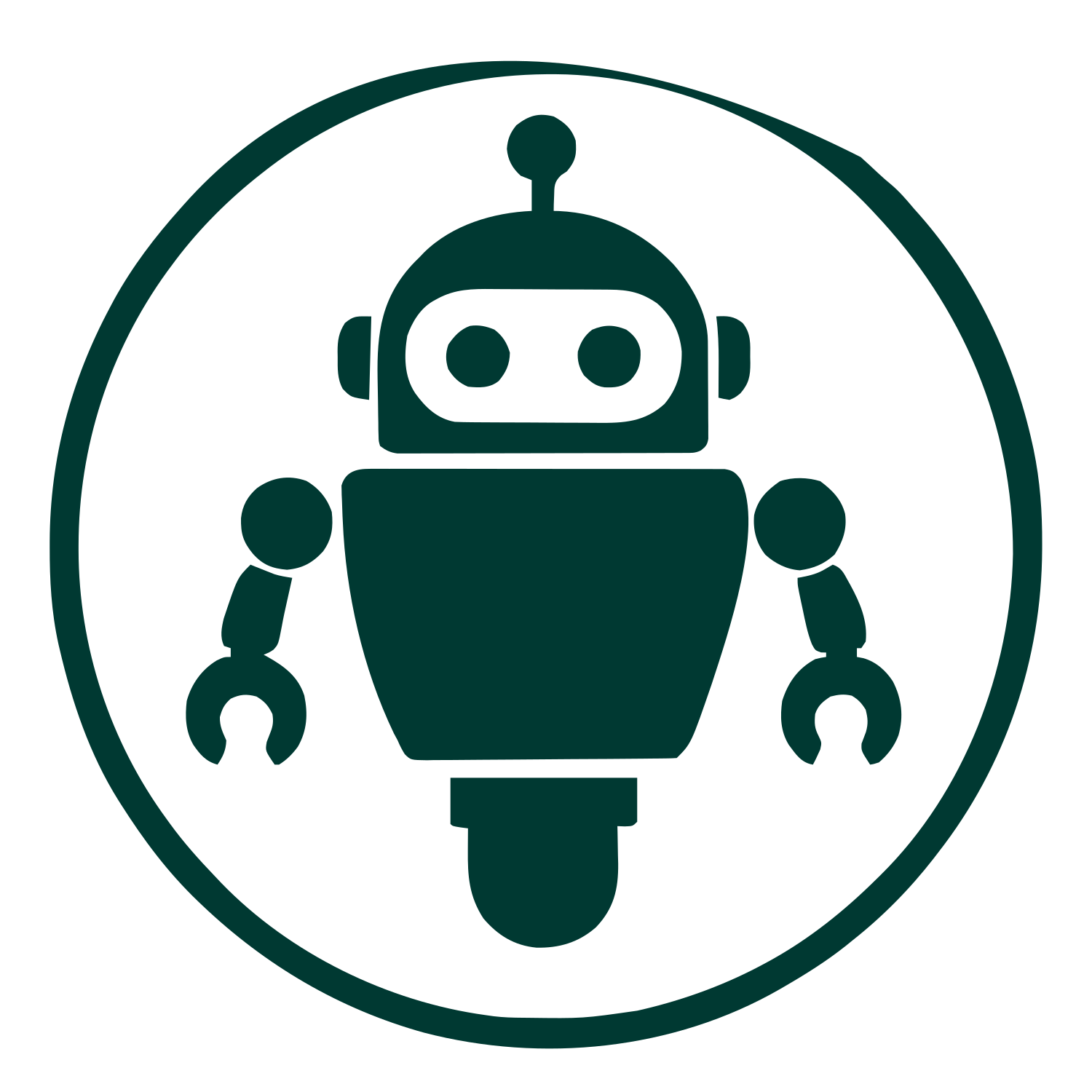 Robot Badge Circle Logo #003932