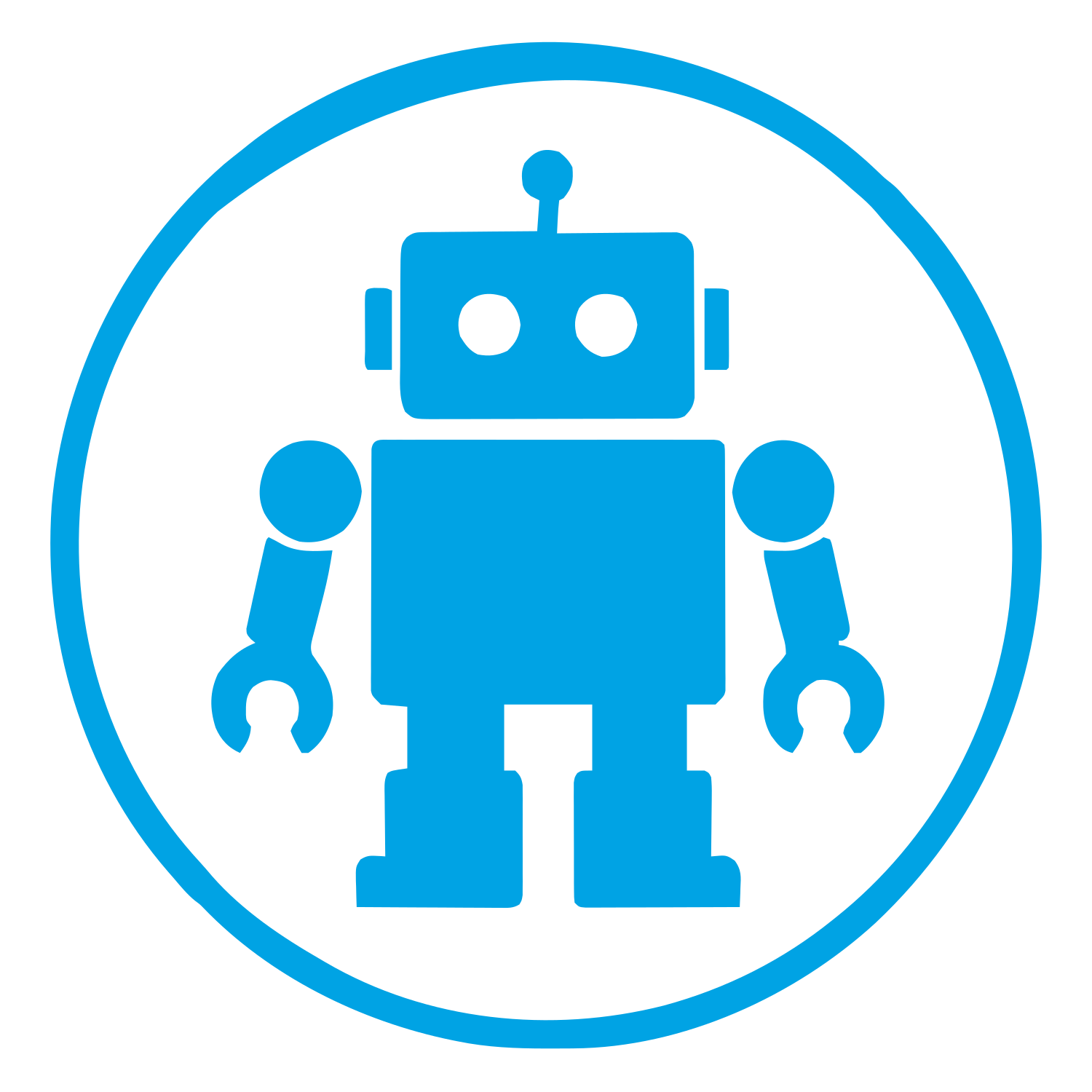 Robot Circle Badge Logo #00a3e4