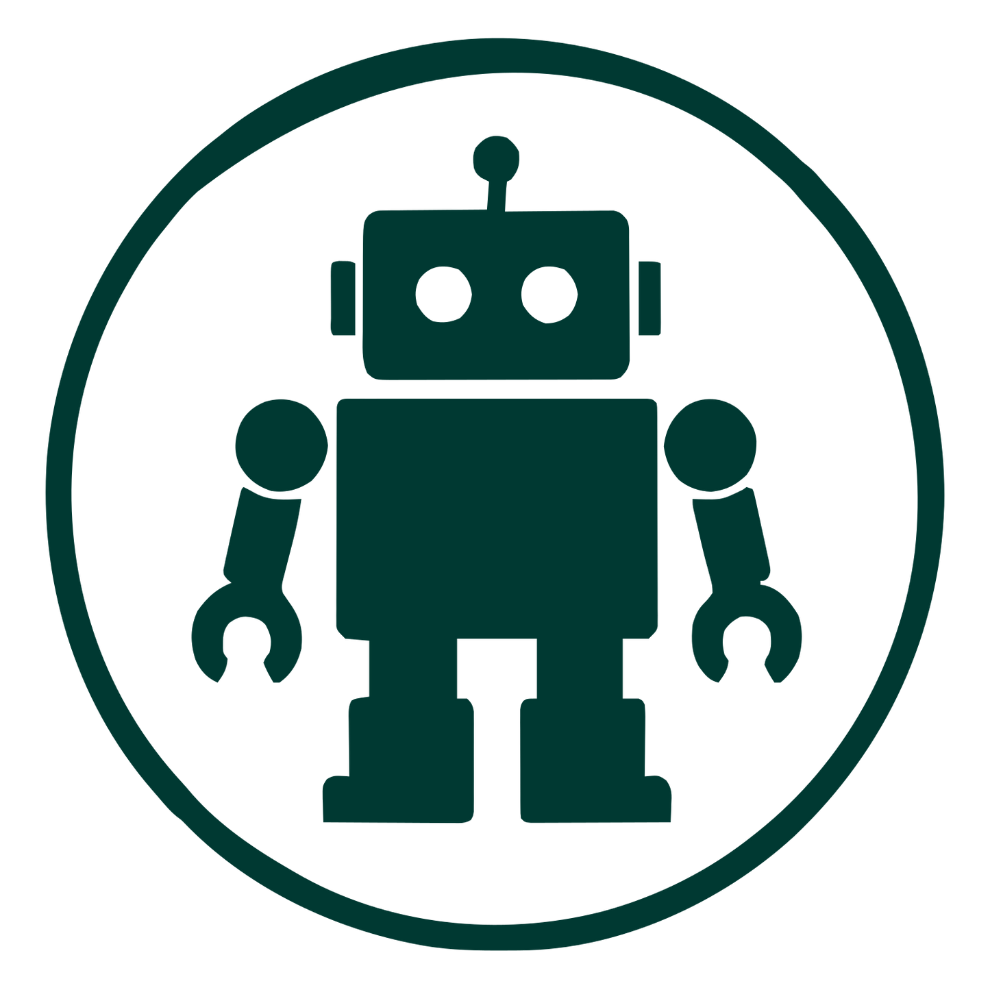 Robot Circle Badge Logo #003932