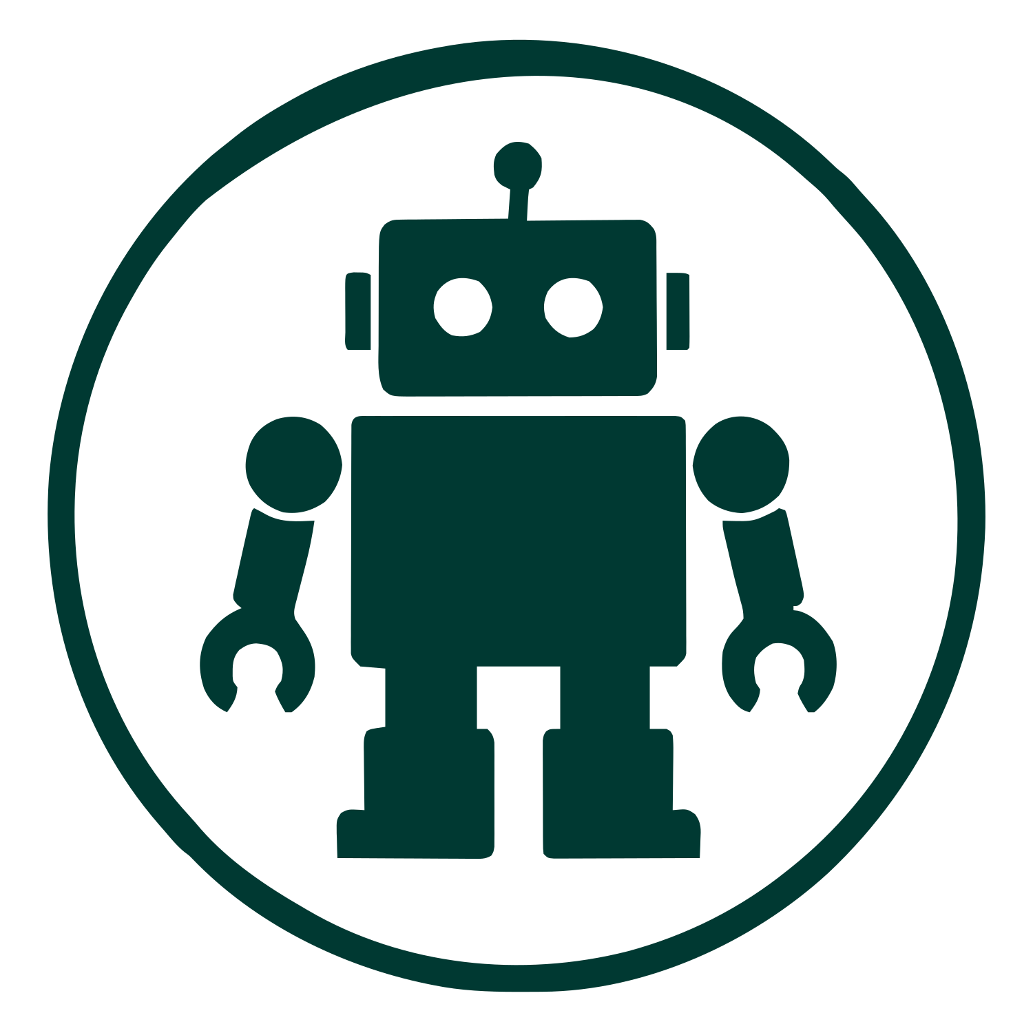 Robot Circle Badge Logo #003932