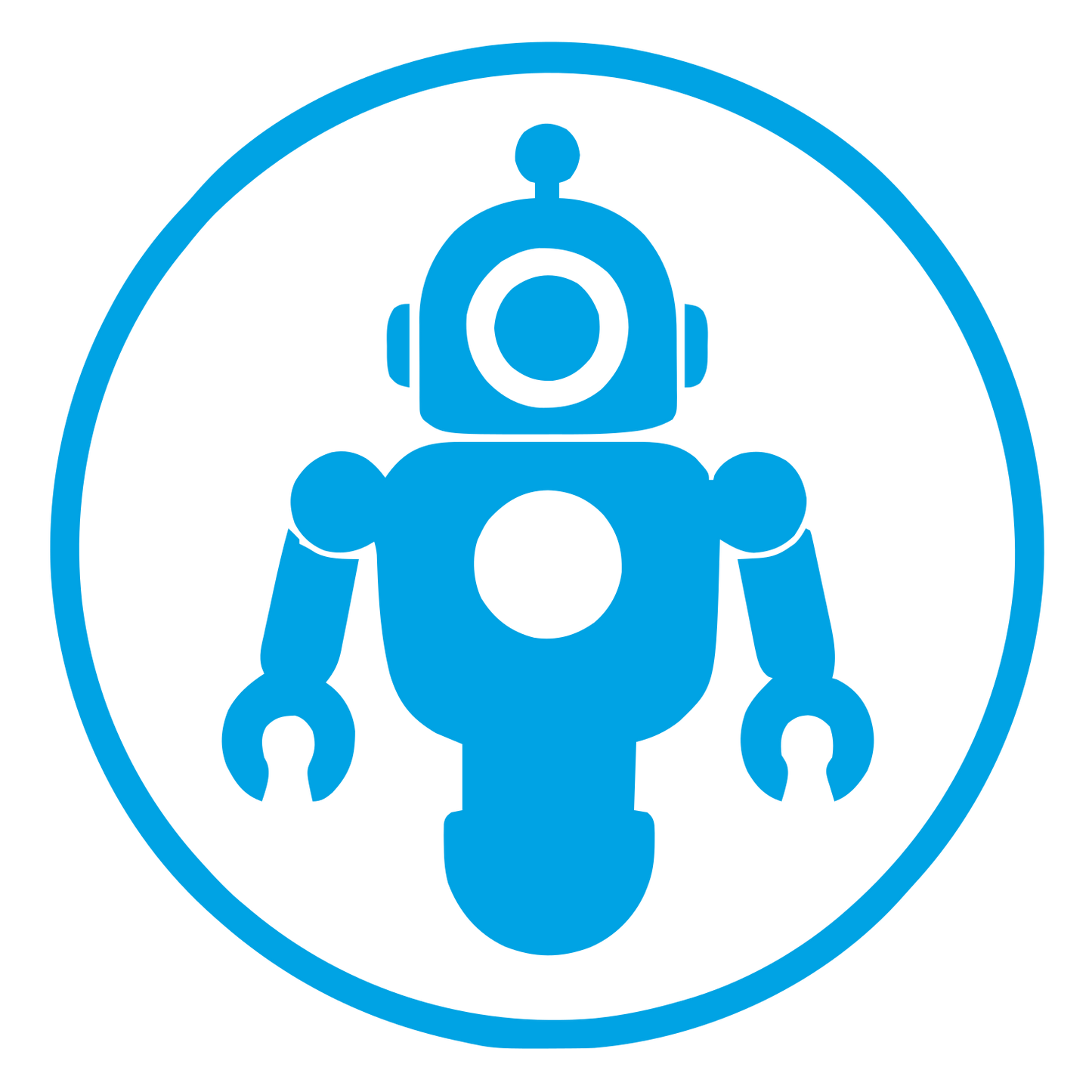 Robot Badge Circle Logo #00a3e4