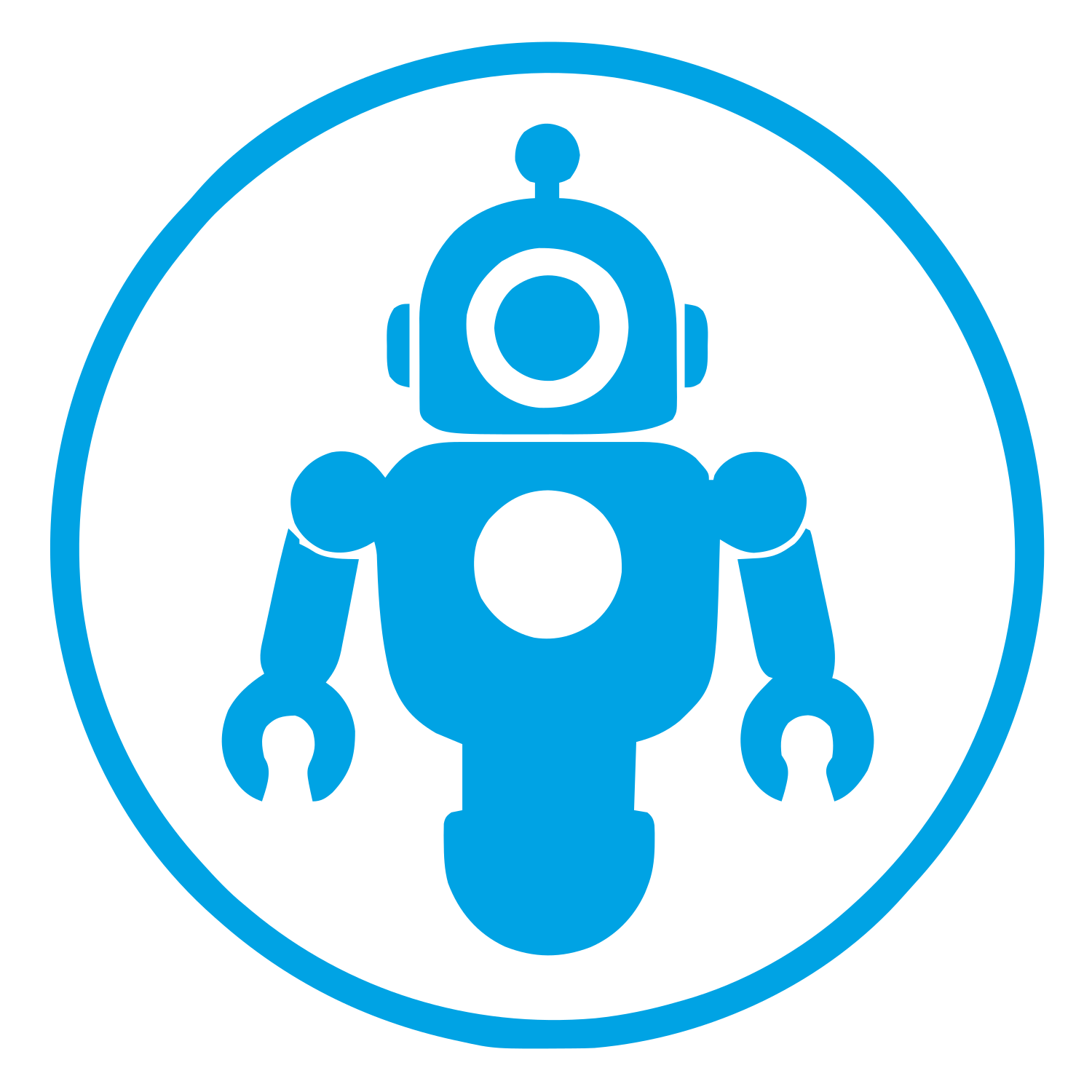 Robot Badge Circle Logo #00a3e4
