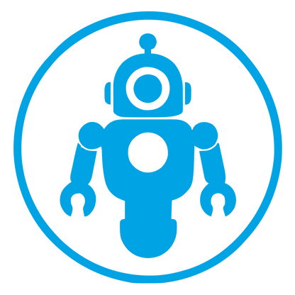Robot Badge Circle Logo #00a3e4