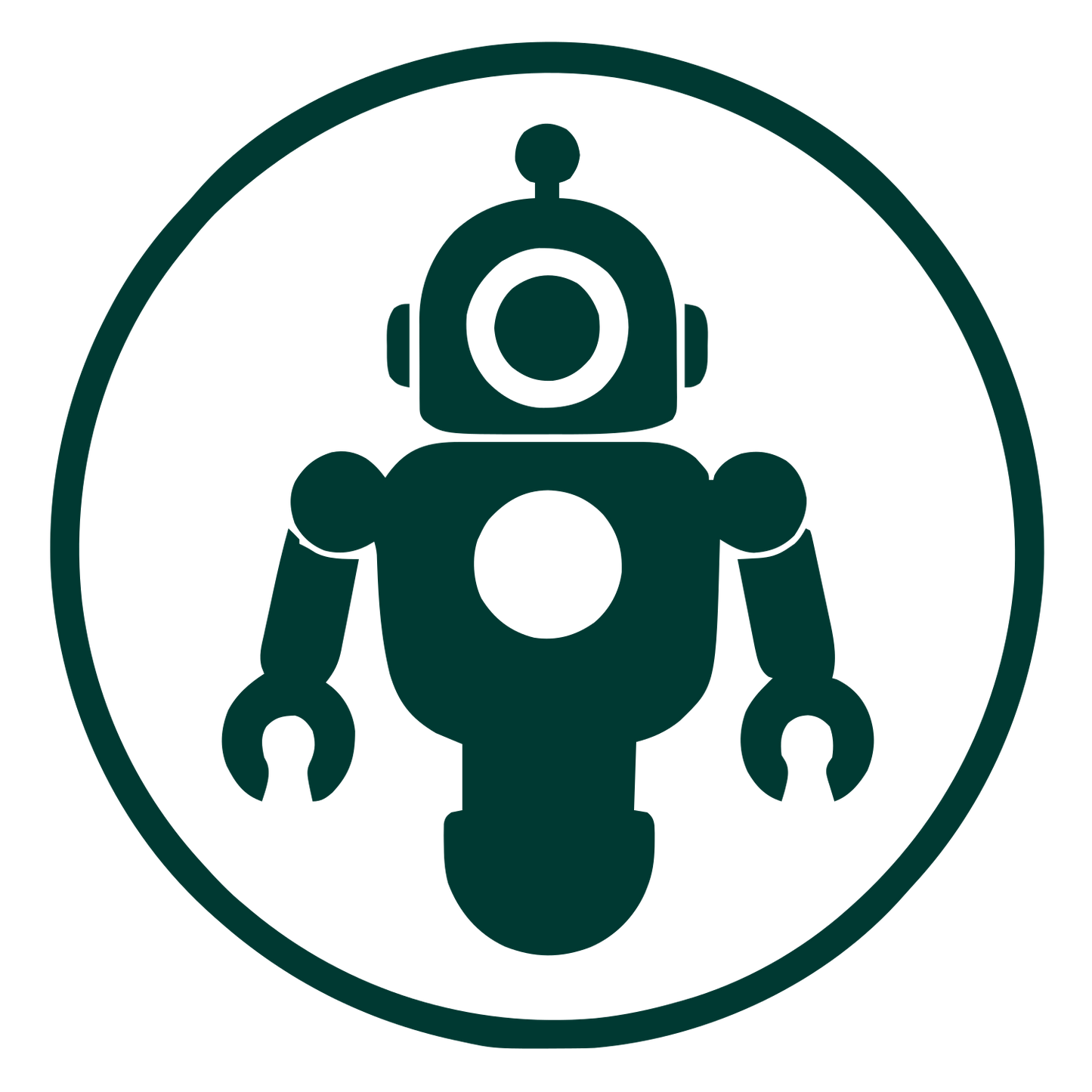 Robot Badge Circle Logo #003932