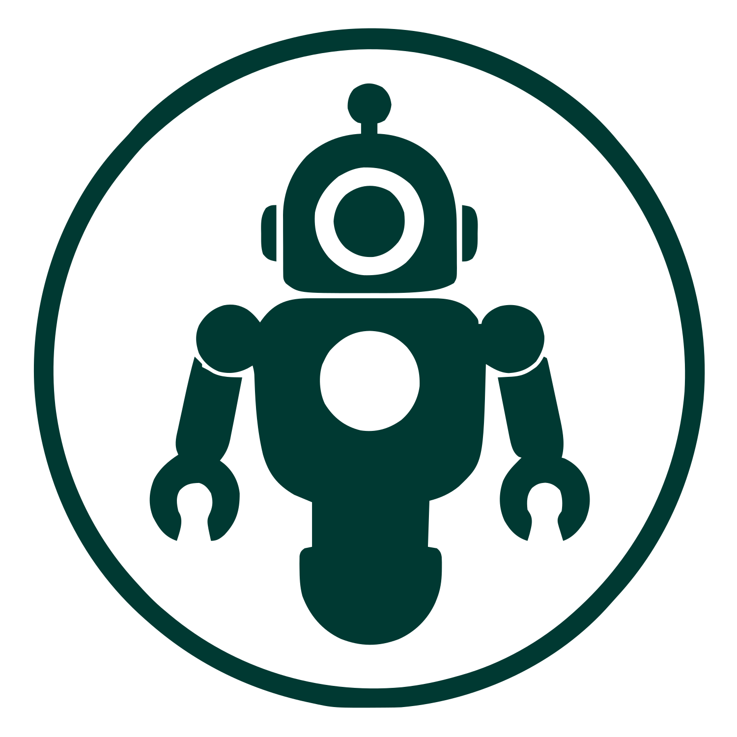 Robot Badge Circle Logo #003932