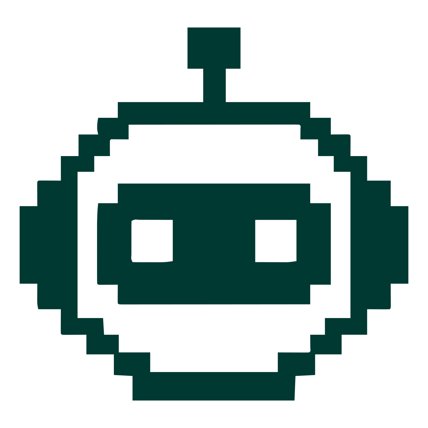 Pixel Robot Face Logo #003932