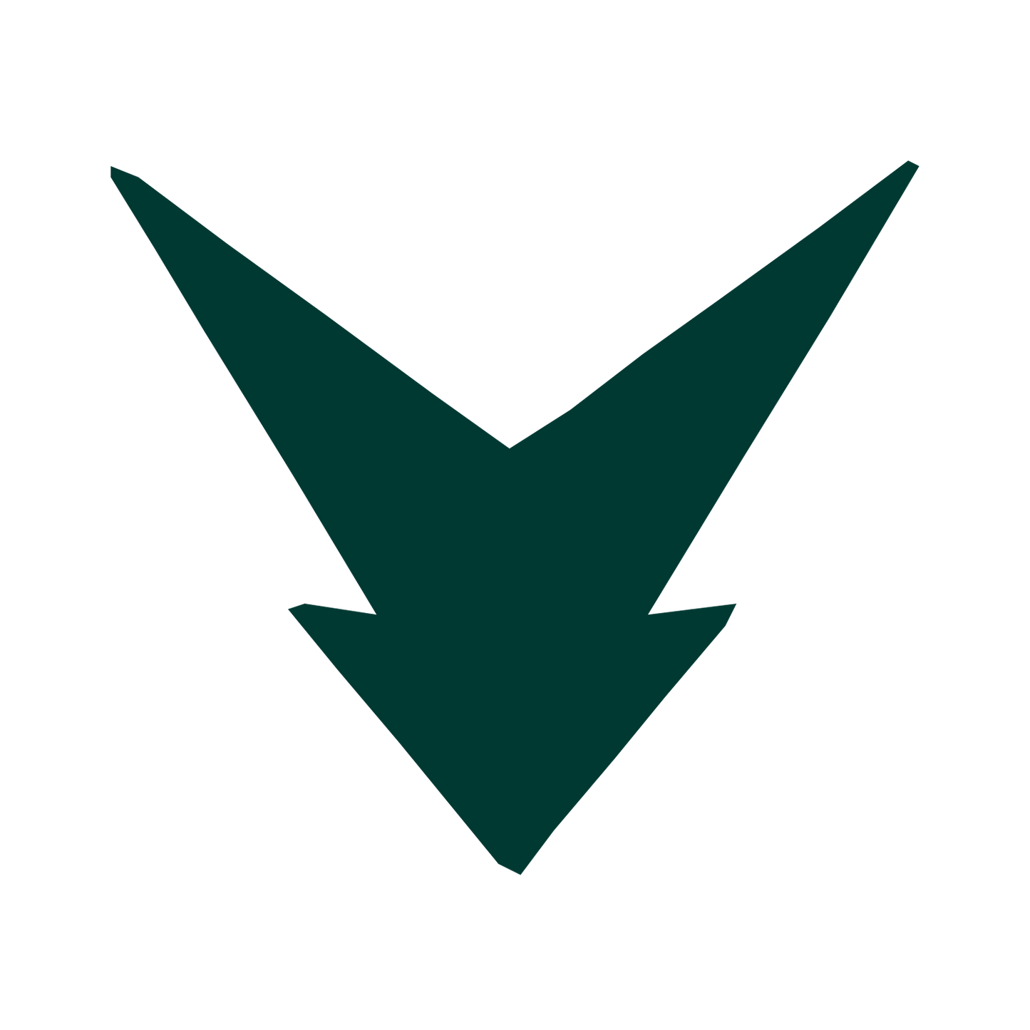 Downward Arrow Robot Logo #003932