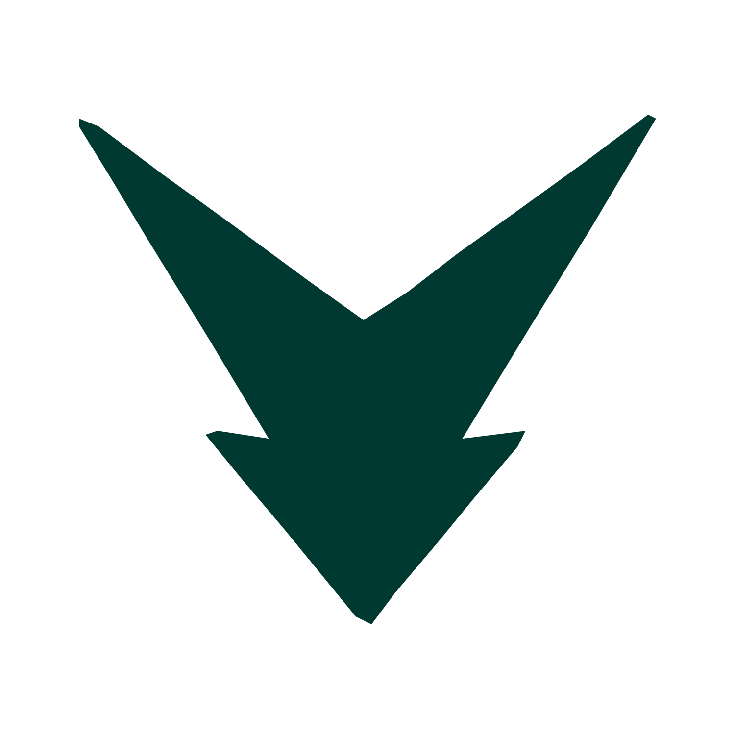 Downward Arrow Robot Logo #003932