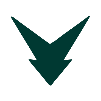 Downward Arrow Robot Logo #003932