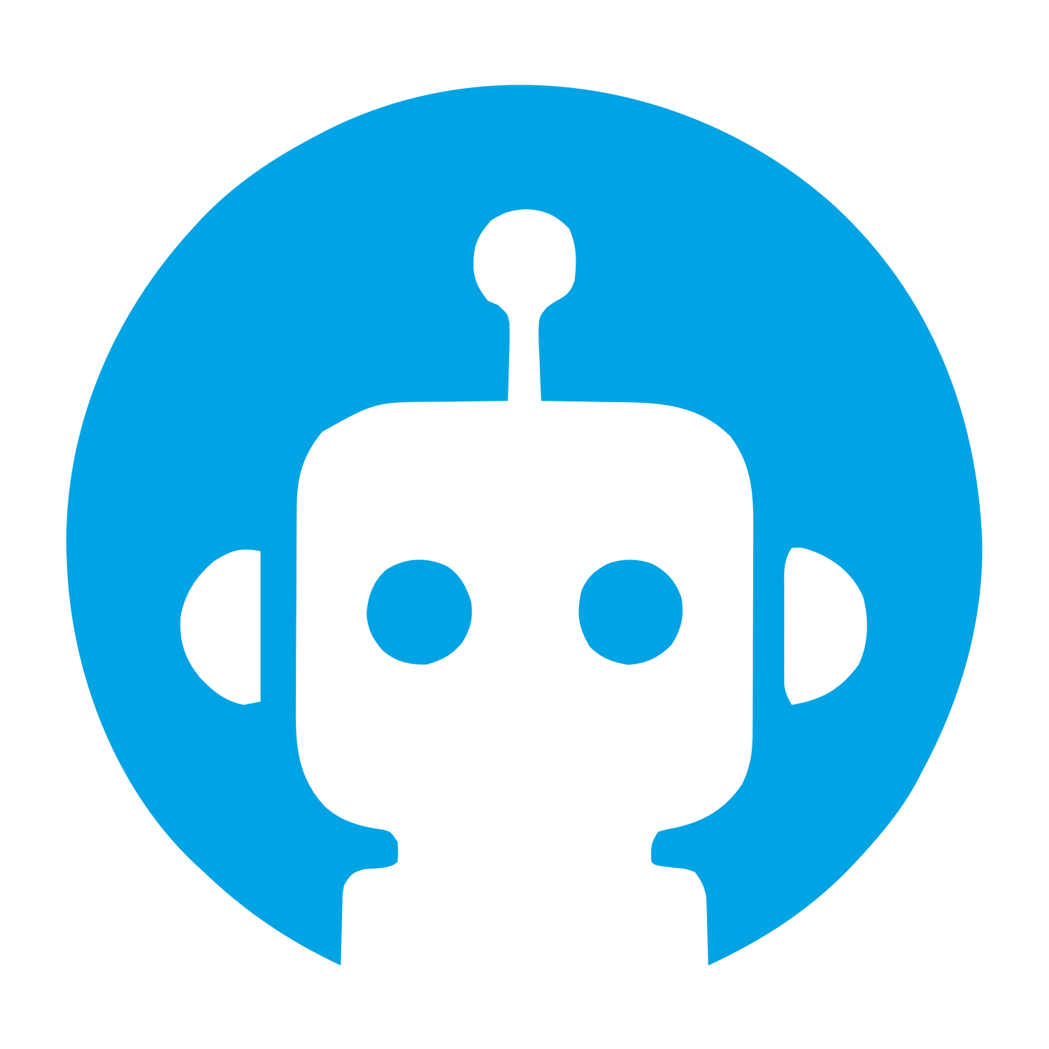 Negative Space Robot Logo #00a3e4