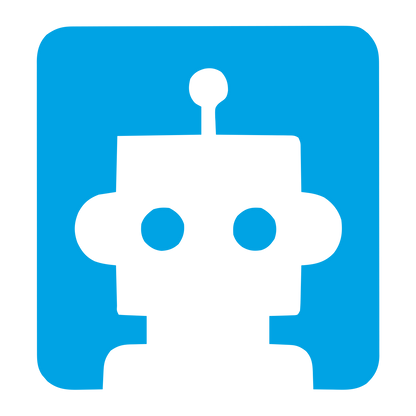 Negative Space Robot Logo #00a3e4