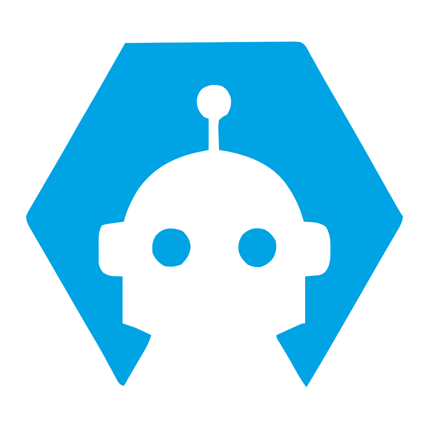 Negative Space Robot Logo #00a3e4