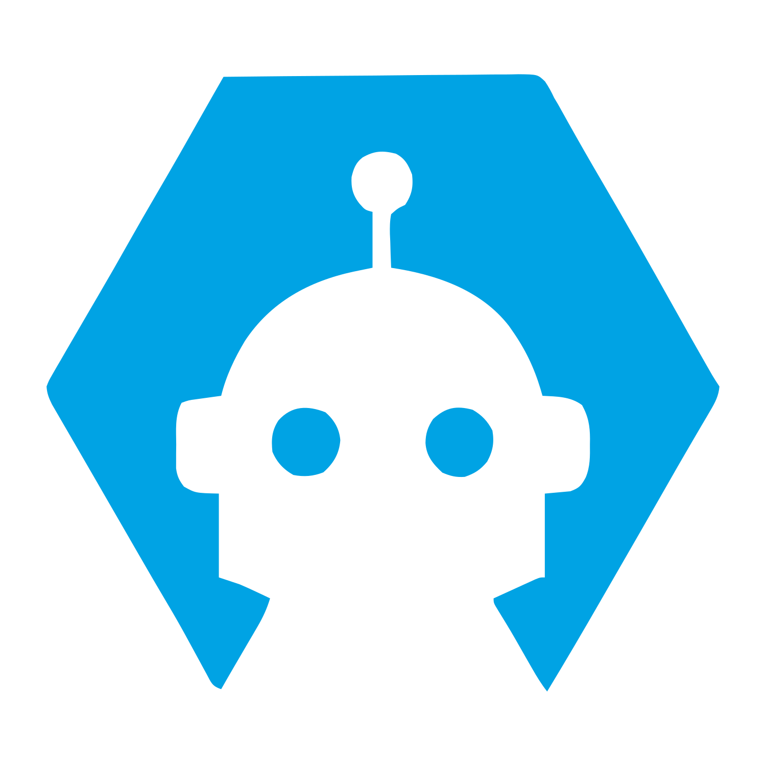 Negative Space Robot Logo #00a3e4
