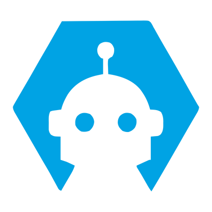 Negative Space Robot Logo #00a3e4