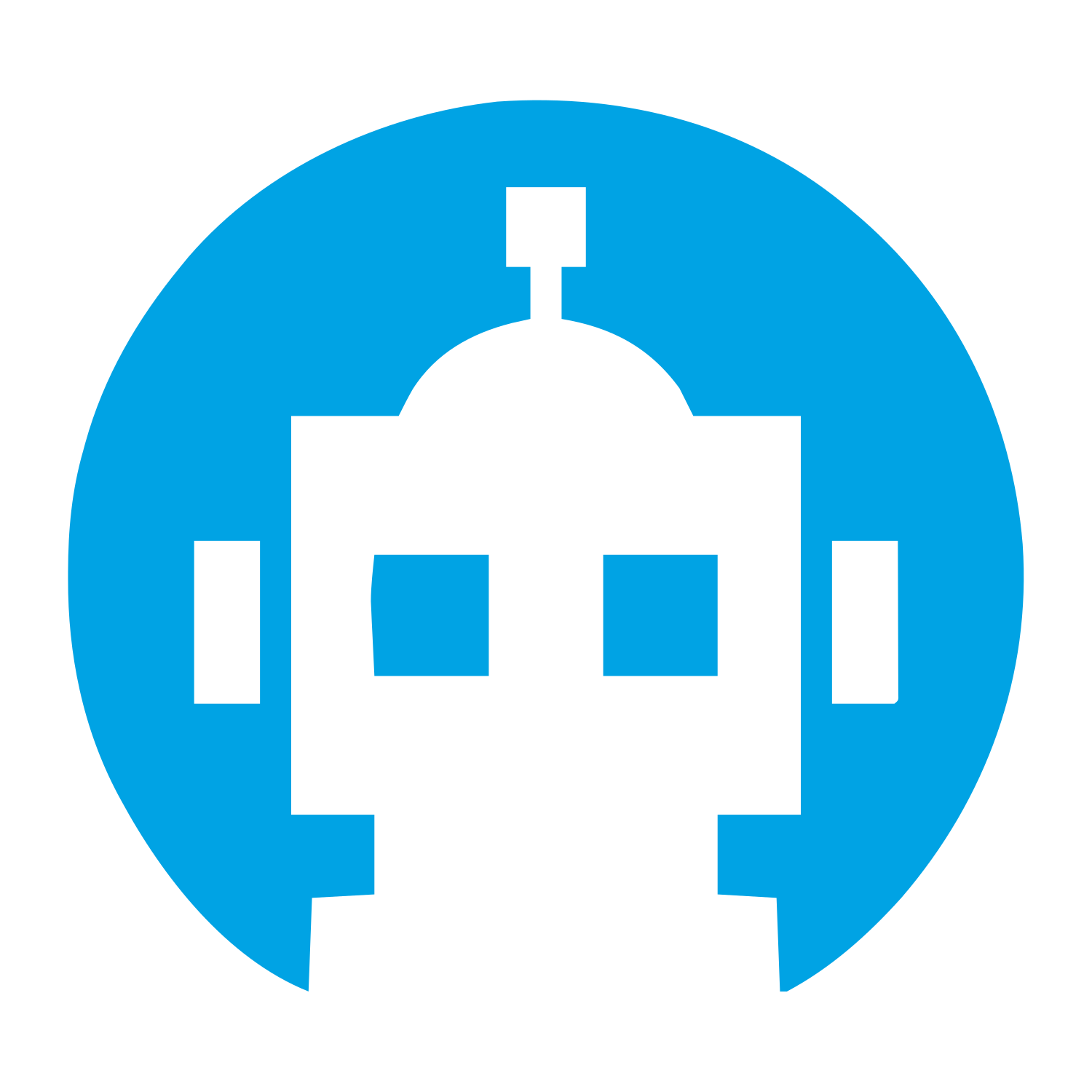 Pixel Robot Head Logo #00a3e4
