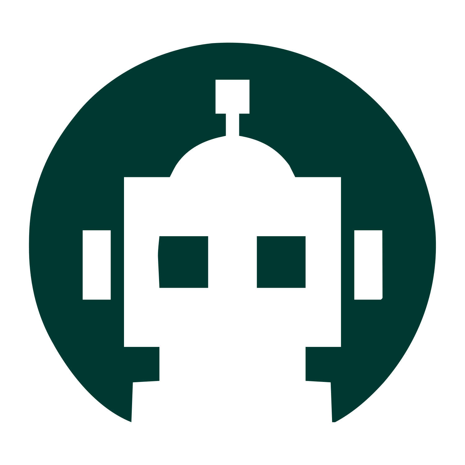 Pixel Robot Head Logo #003932