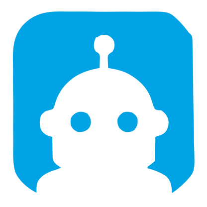 Negative Space Robot Logo #00a3e4