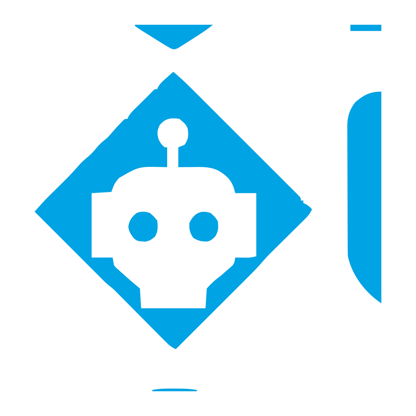 Robot Diamond Negative Space Logo #00a3e4