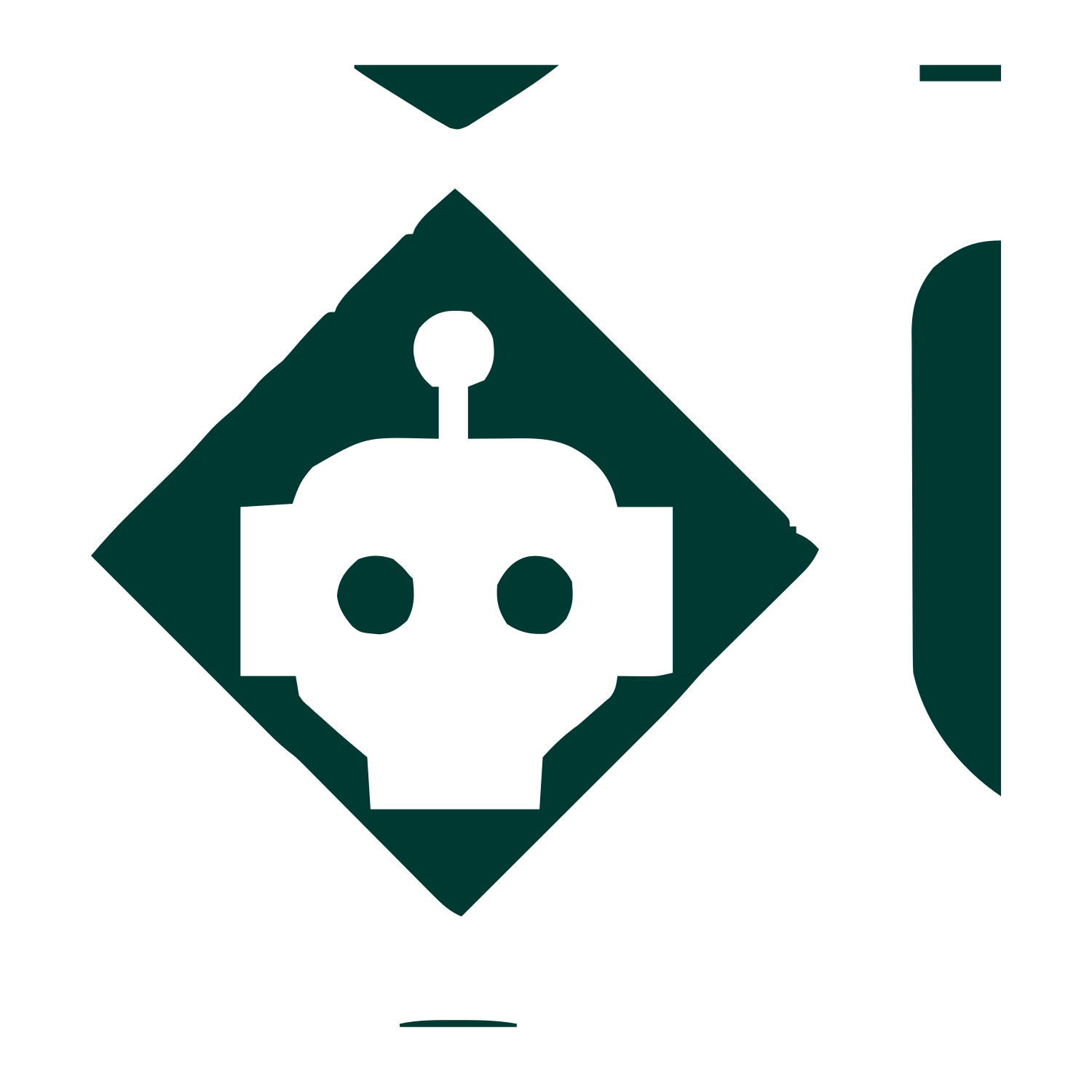 Robot Diamond Negative Space Logo #003932
