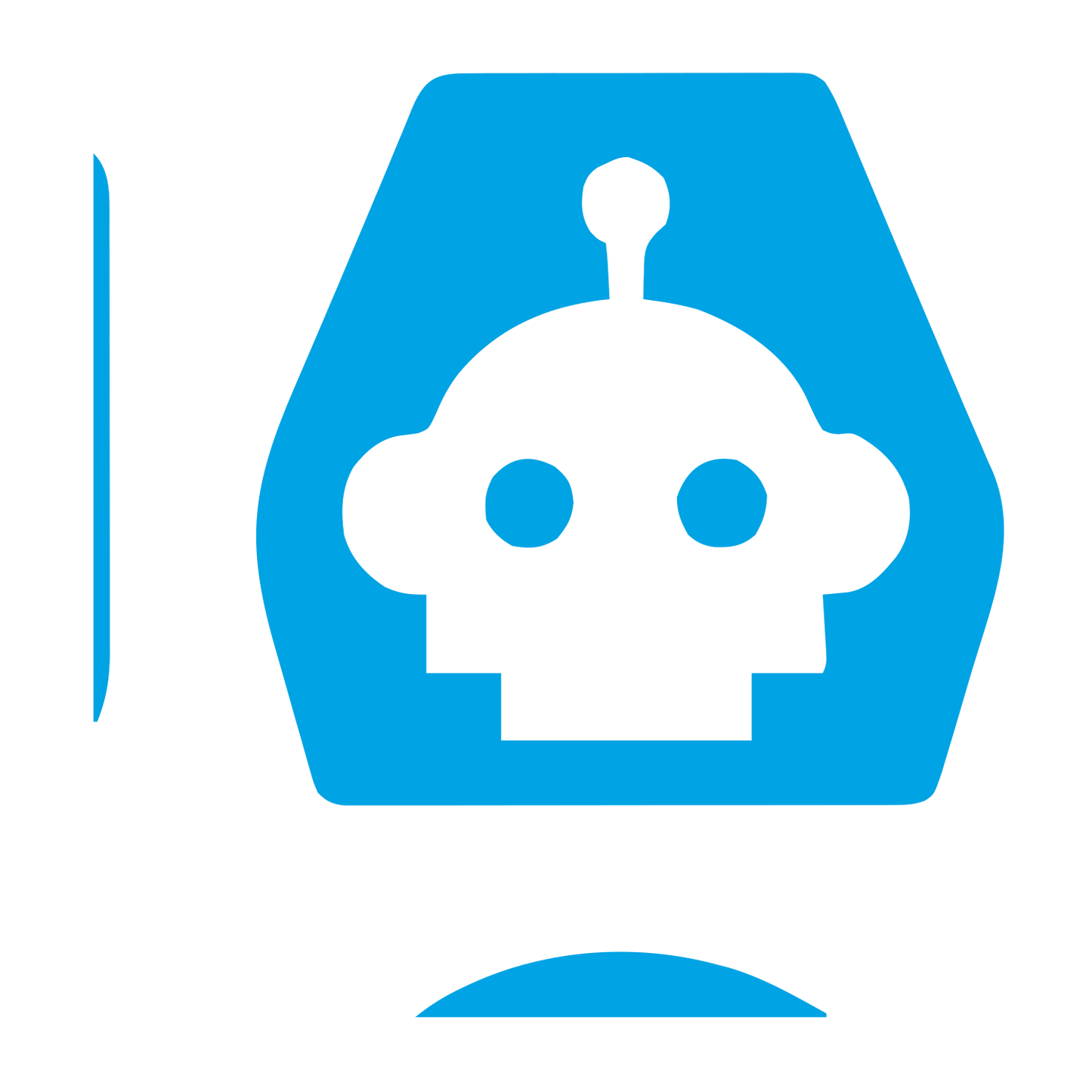 Robot Head Negative Space Logo #00a3e4