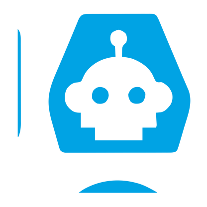 Robot Head Negative Space Logo #00a3e4