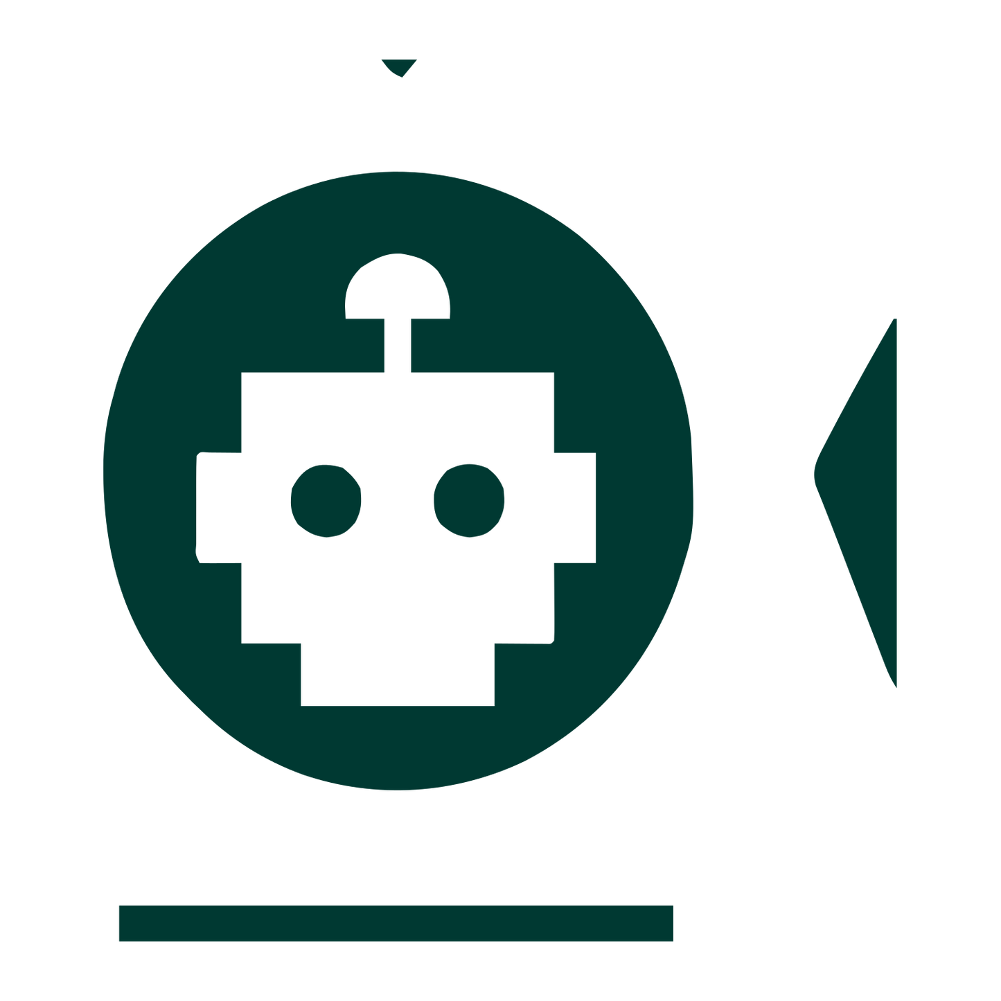 Robot Head Circle Logo #003932