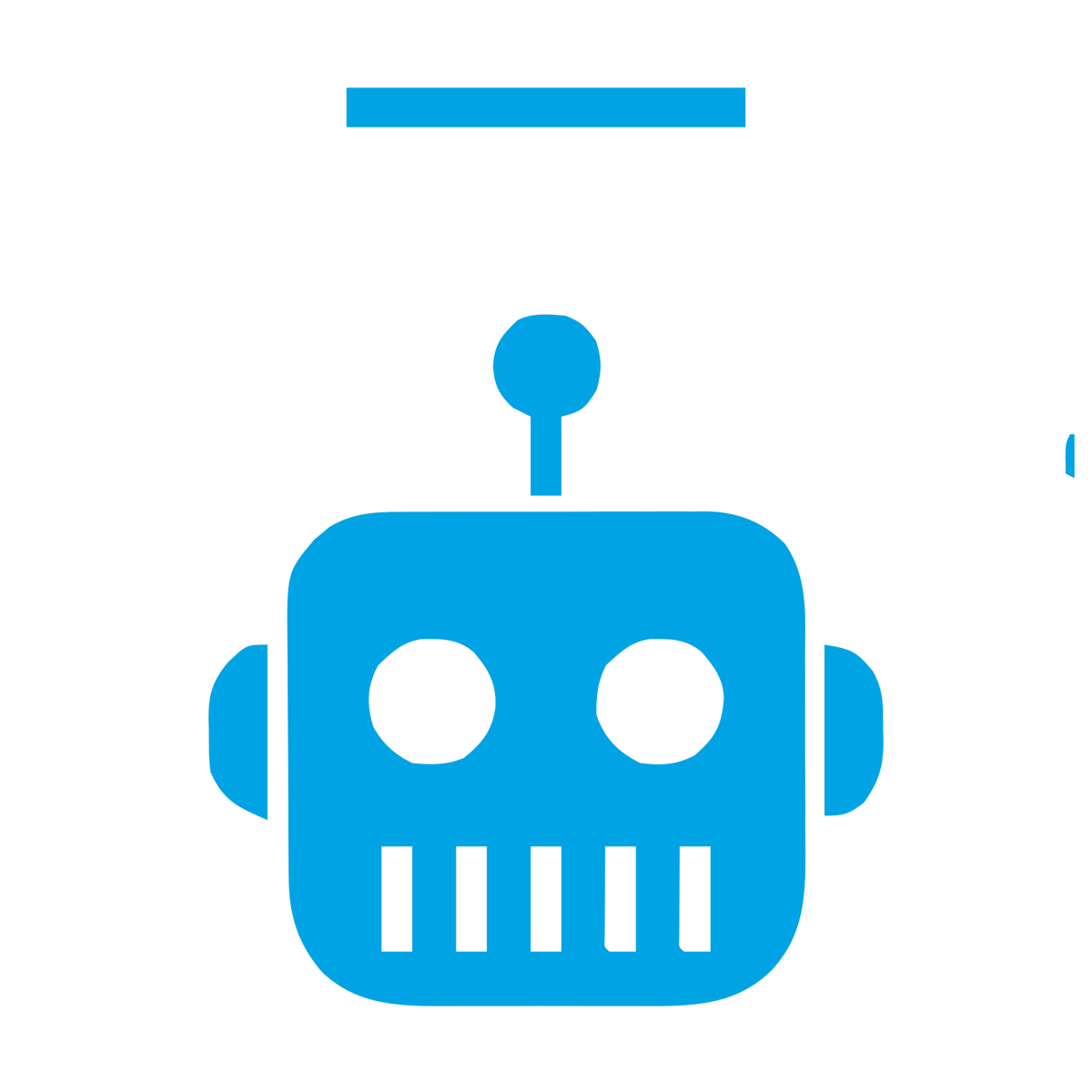 Bold Geometric Robot Head Logo #00a3e4
