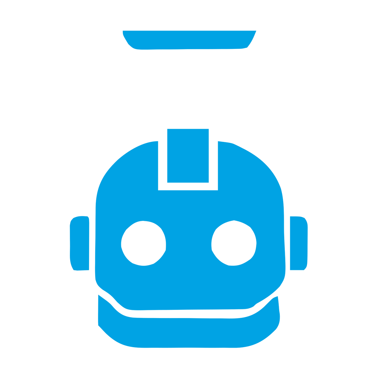 Bold Geometric Robot Head Logo #00a3e4