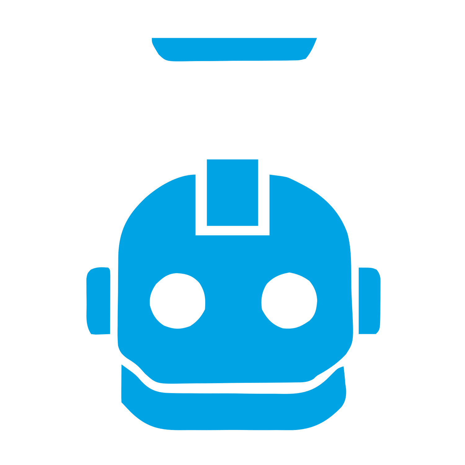 Bold Geometric Robot Head Logo #00a3e4