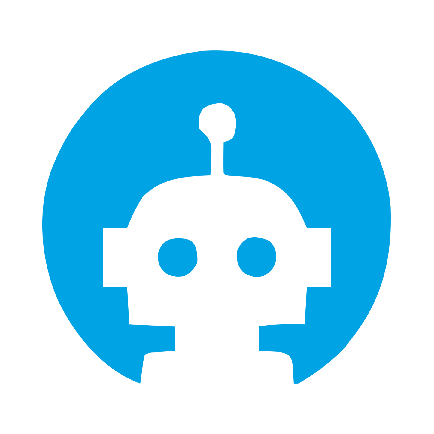 Robot Head Negative Space Logo #00a3e4