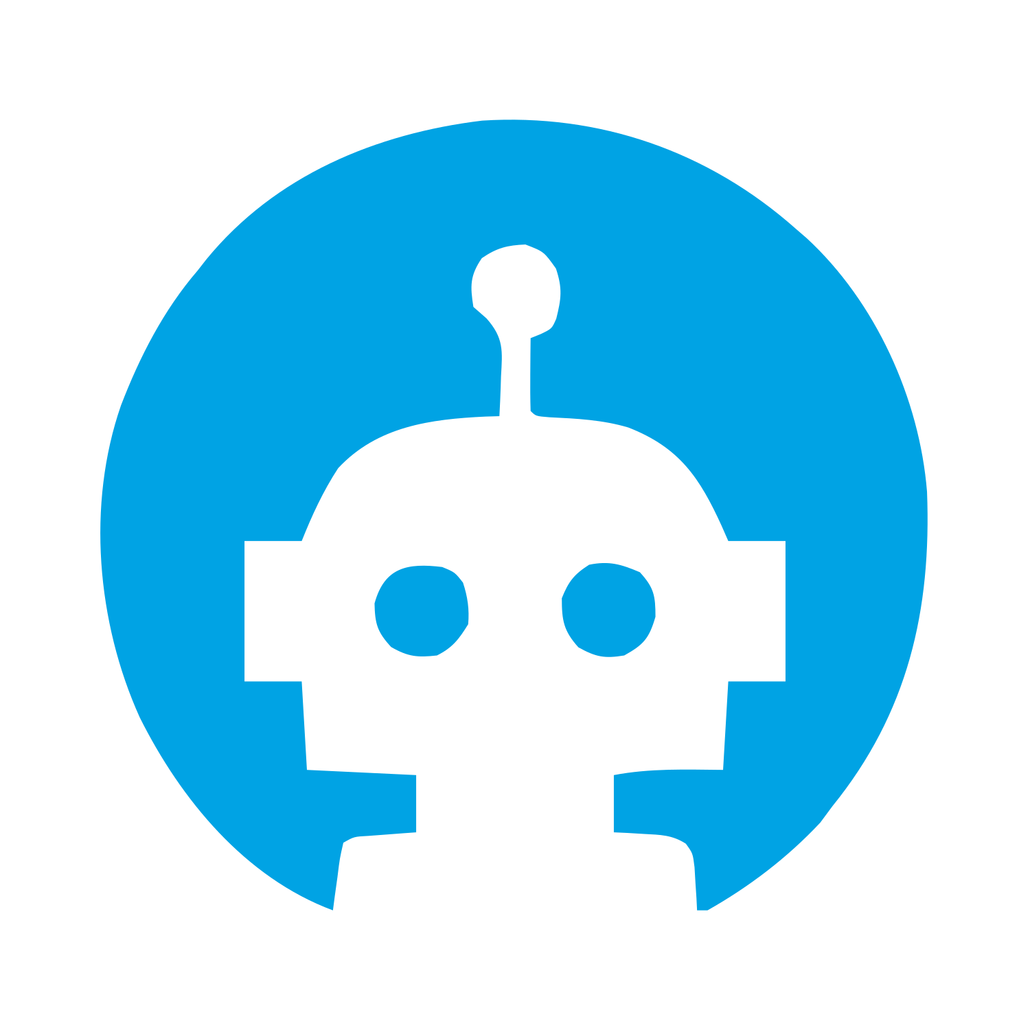 Robot Head Negative Space Logo #00a3e4