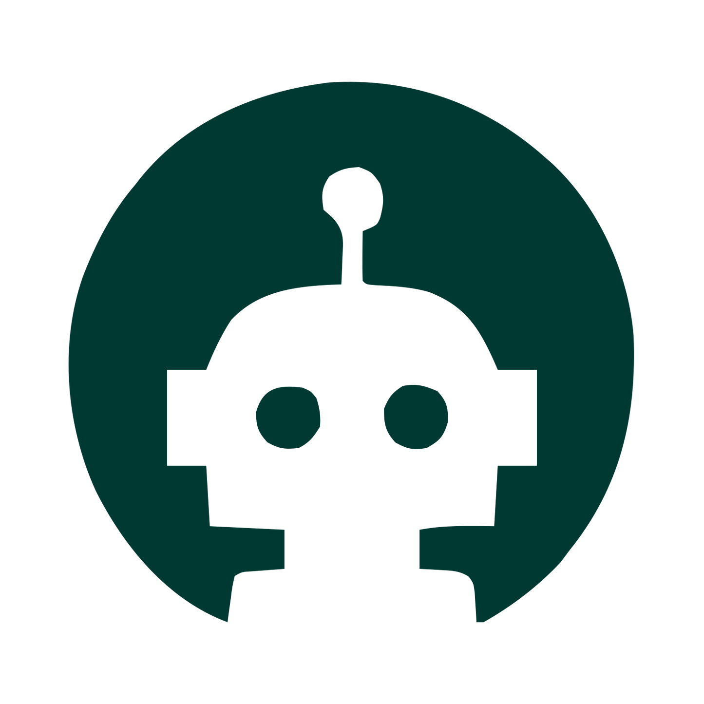 Robot Head Negative Space Logo #003932
