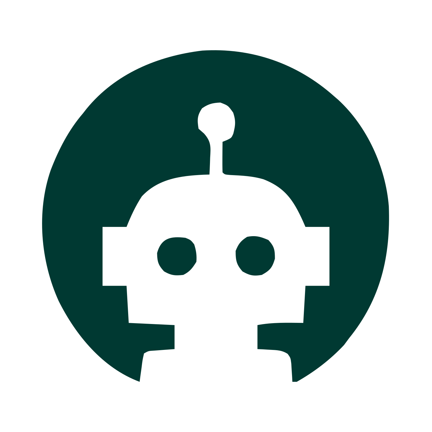Robot Head Negative Space Logo #003932