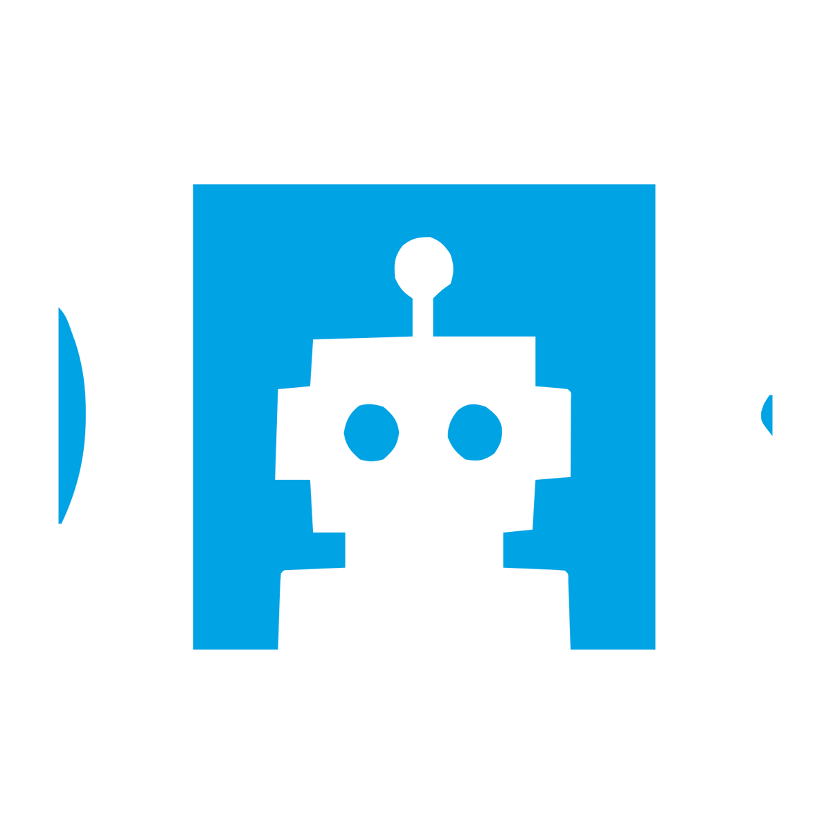 Negative Space Robot Logo #00a3e4