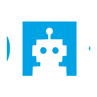 Negative Space Robot Logo #00a3e4
