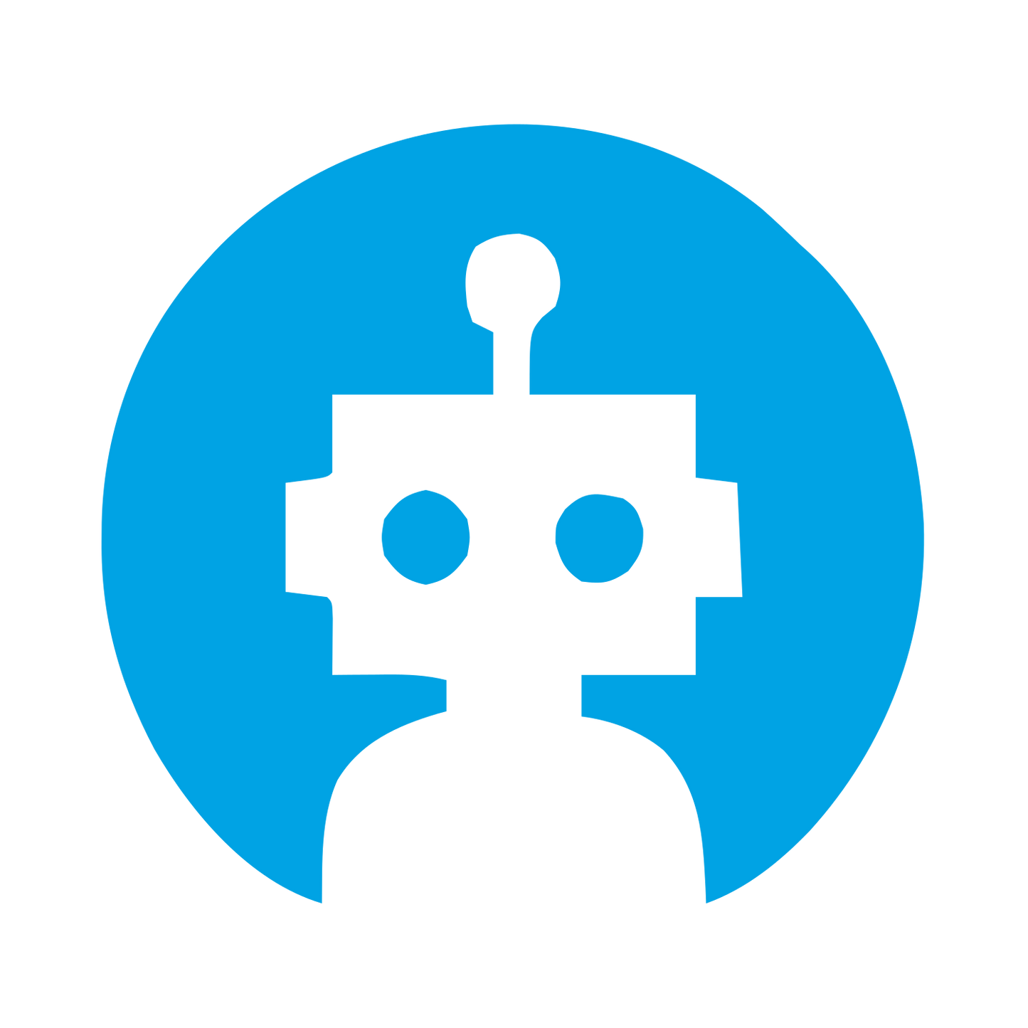 Negative Space Robot Logo #00a3e4