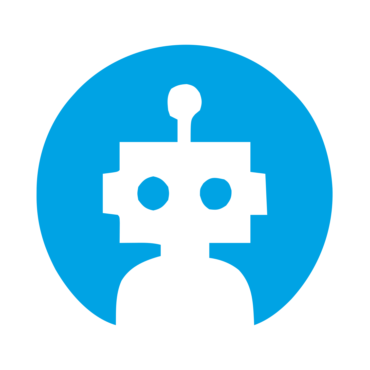 Negative Space Robot Logo #00a3e4
