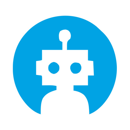 Negative Space Robot Logo #00a3e4