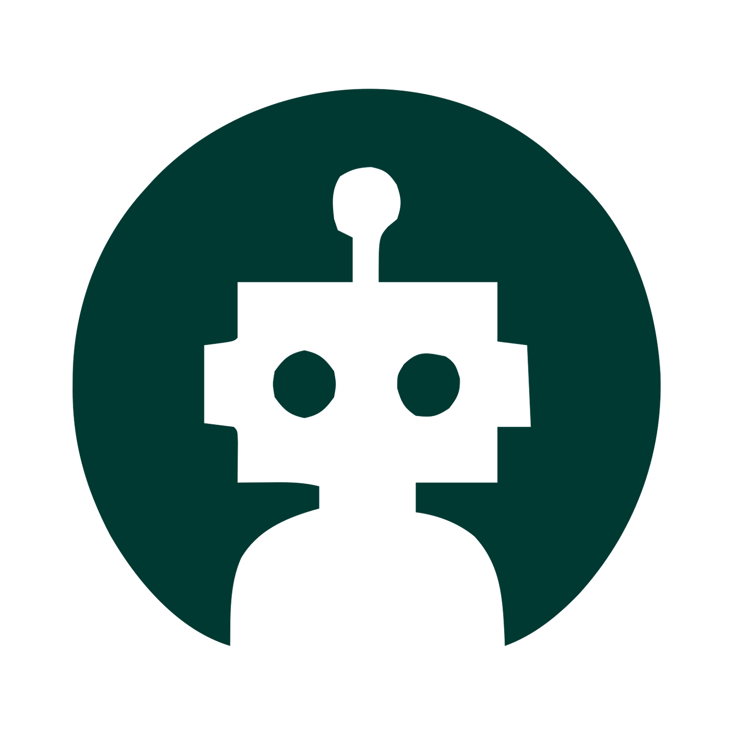 Negative Space Robot Logo #003932