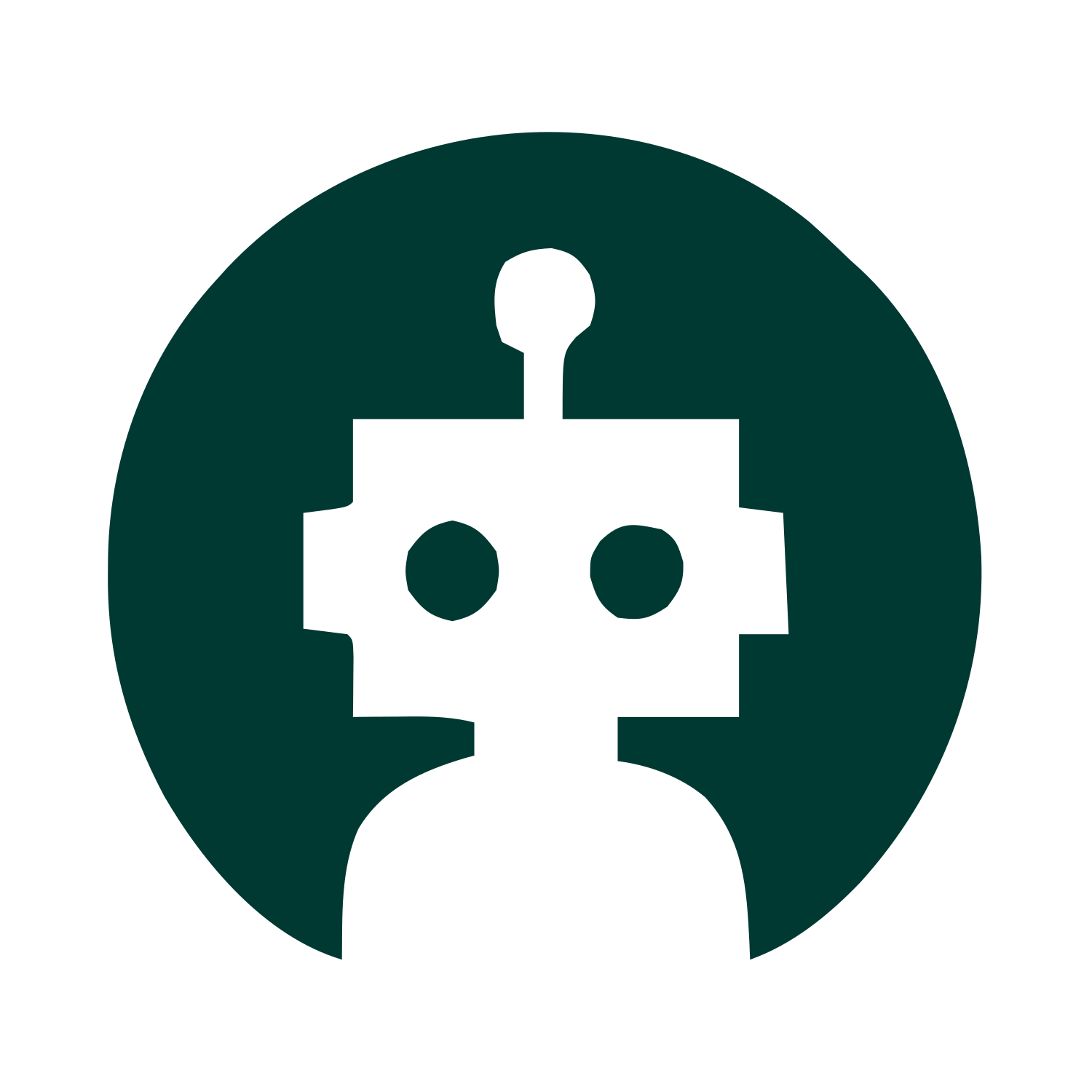 Negative Space Robot Logo #003932