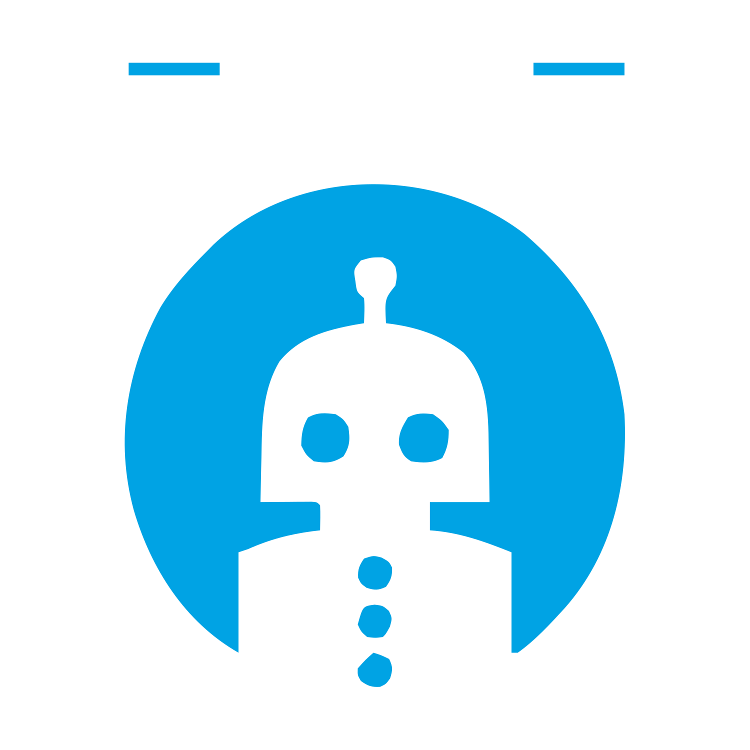 Negative Space Robot Logo #00a3e4