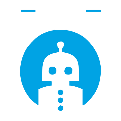 Negative Space Robot Logo #00a3e4