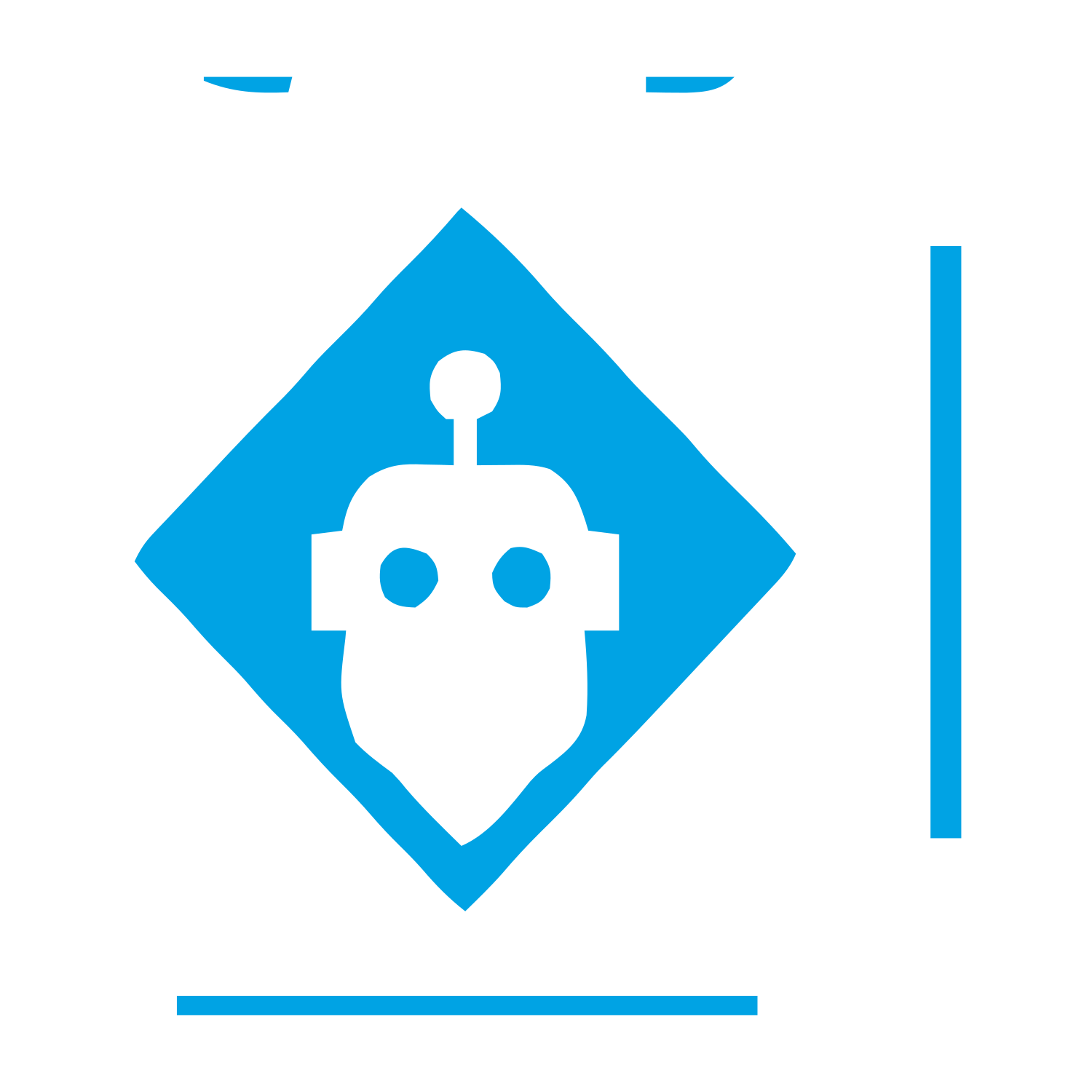 Robot Head Diamond Logo #00a3e4