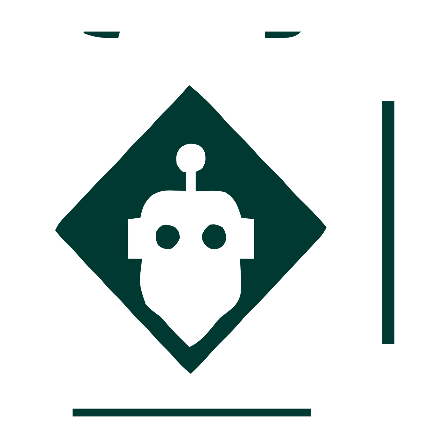 Robot Head Diamond Logo #003932