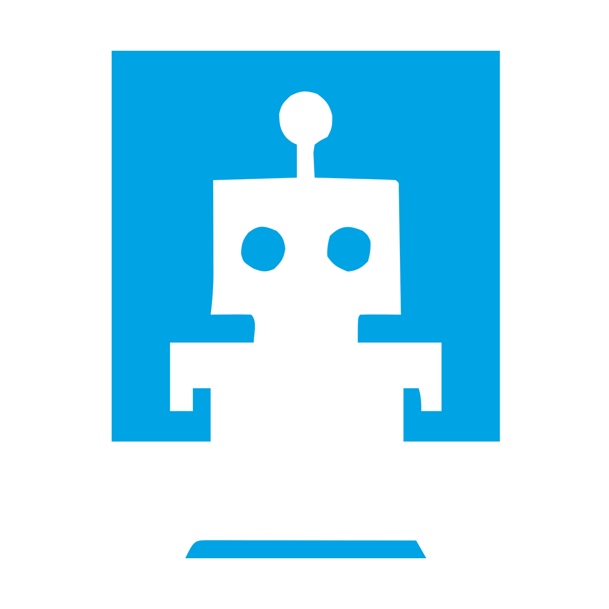 Negative Space Robot Logo #00a3e4